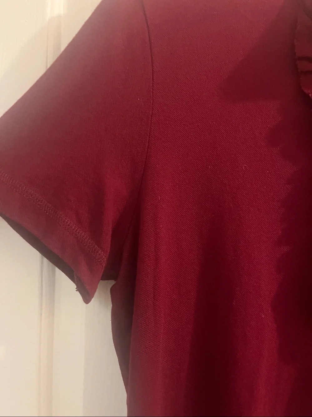 Tory Burch women’s ' Burgundy Ruffle Henley Tee